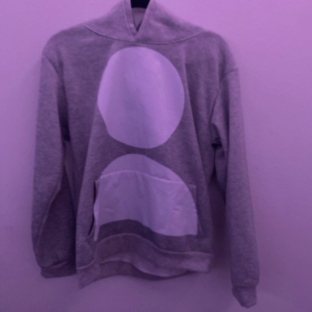 Gray Hoodie with White Circle Design